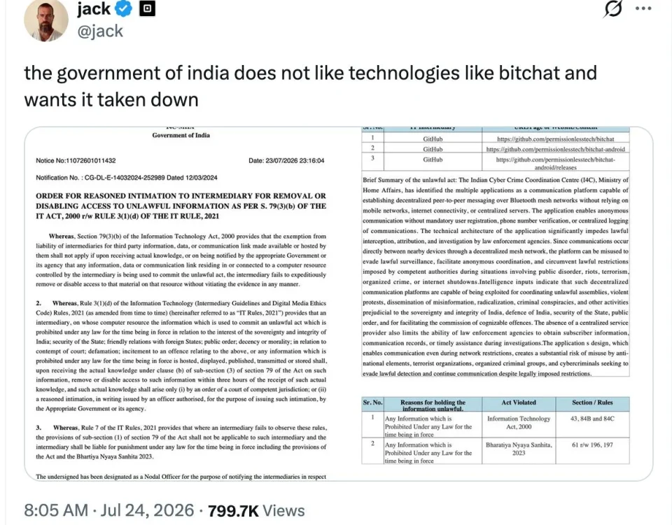 India's Crackdown on Decentralized Communication: GitHub and the Bitchat Controversy